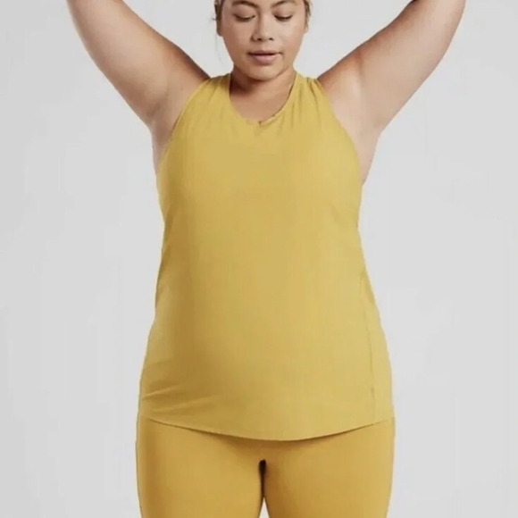 Athleta Ultimate Train Printed Tank Oxidized  Yellow Olive Plus Size 3X - Picture 1 of 7